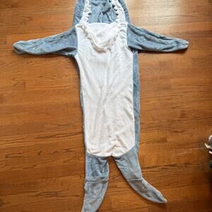 Adult shark costume / blue & white shark onesie blanket